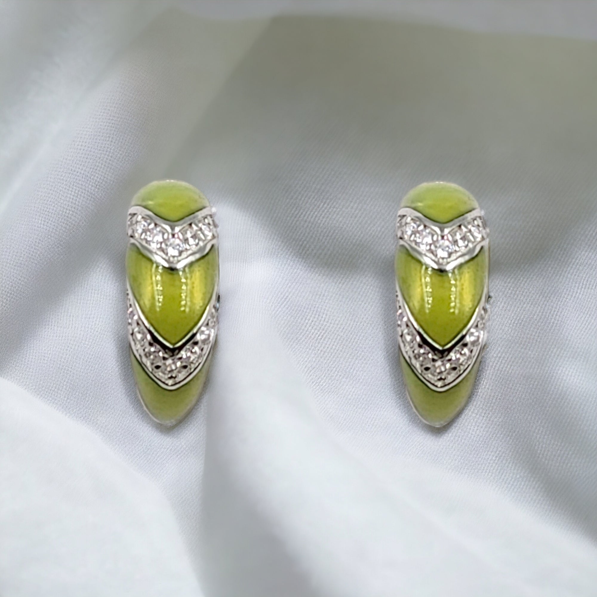 Quirky Enamel Hoops Strips CZ Chunky Bold Hoop Mini Art Deco Earrings Gift For Women 13x4 mm