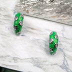 Thick Enamel Hoops Celestial Star CZ Chunky Bold Hoop Mini Art Deco Earrings 13x4 mm