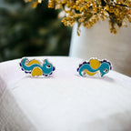 925 Sterling Silver Seahorse Ear Studs Tiny Ocean animal Earrings Minimalist Handmade Gift - 11x6 mm