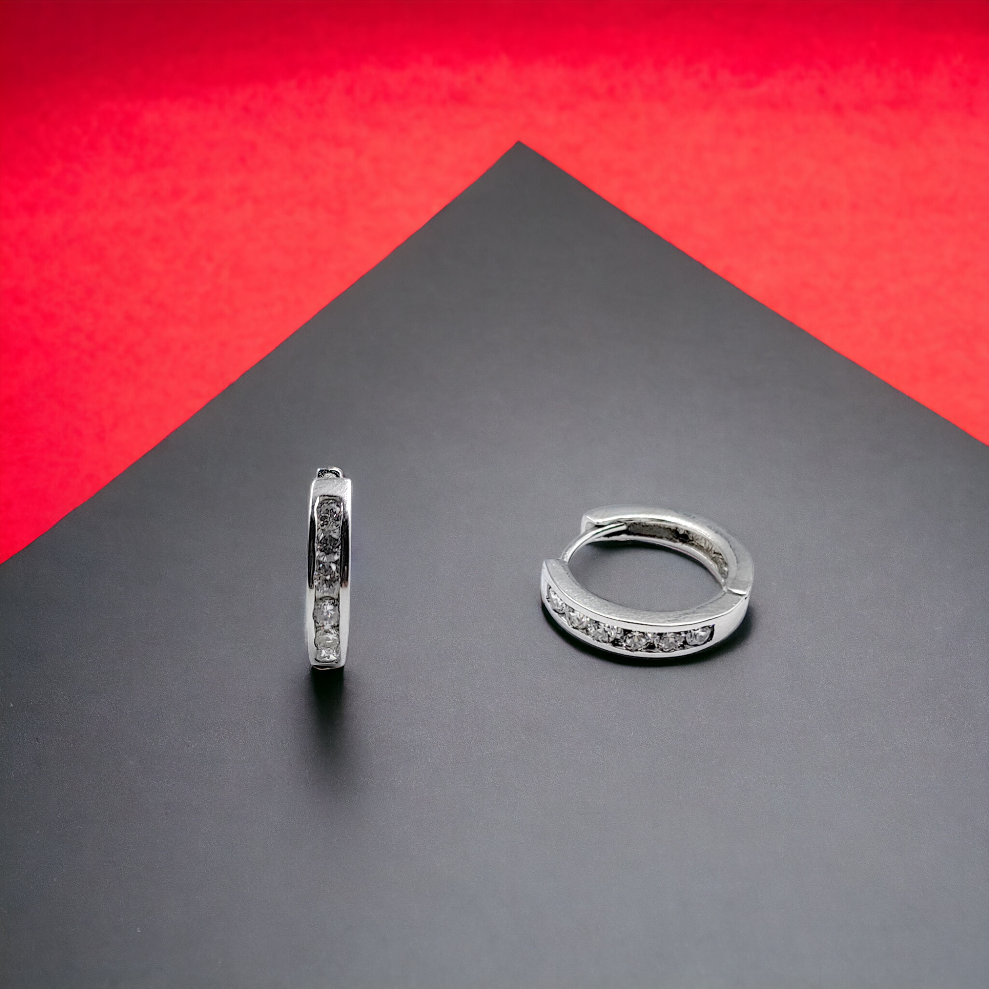 925 Silver Huggie Cartilage Earlobe Minimalist Hoop Earrings CZ Art Latch Back Earrings Minimalist Handmade Gift-16x3 mm