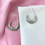 Quirky Enamel Hoops Strips CZ Chunky Bold Hoop Mini Art Deco Earrings Gift For Women 13x4 mm