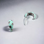 Thick Enamel Hoops Celestial Star CZ Chunky Bold Hoop Mini Art Deco Earrings 13x4 mm