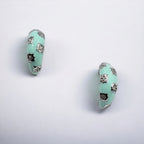 Thick Enamel Hoops Celestial Star CZ Chunky Bold Hoop Mini Art Deco Earrings 13x4 mm