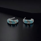 Quirky Enamel Hoops Strips CZ Chunky Bold Hoop Mini Art Deco Earrings Gift For Women 13x4 mm