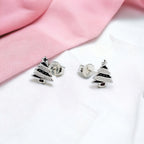 925 Sterling Silver Cute Tree Ear Studs Enamel Cartilage Ear Studs Earrings Handmade Gift - 8x6 mm