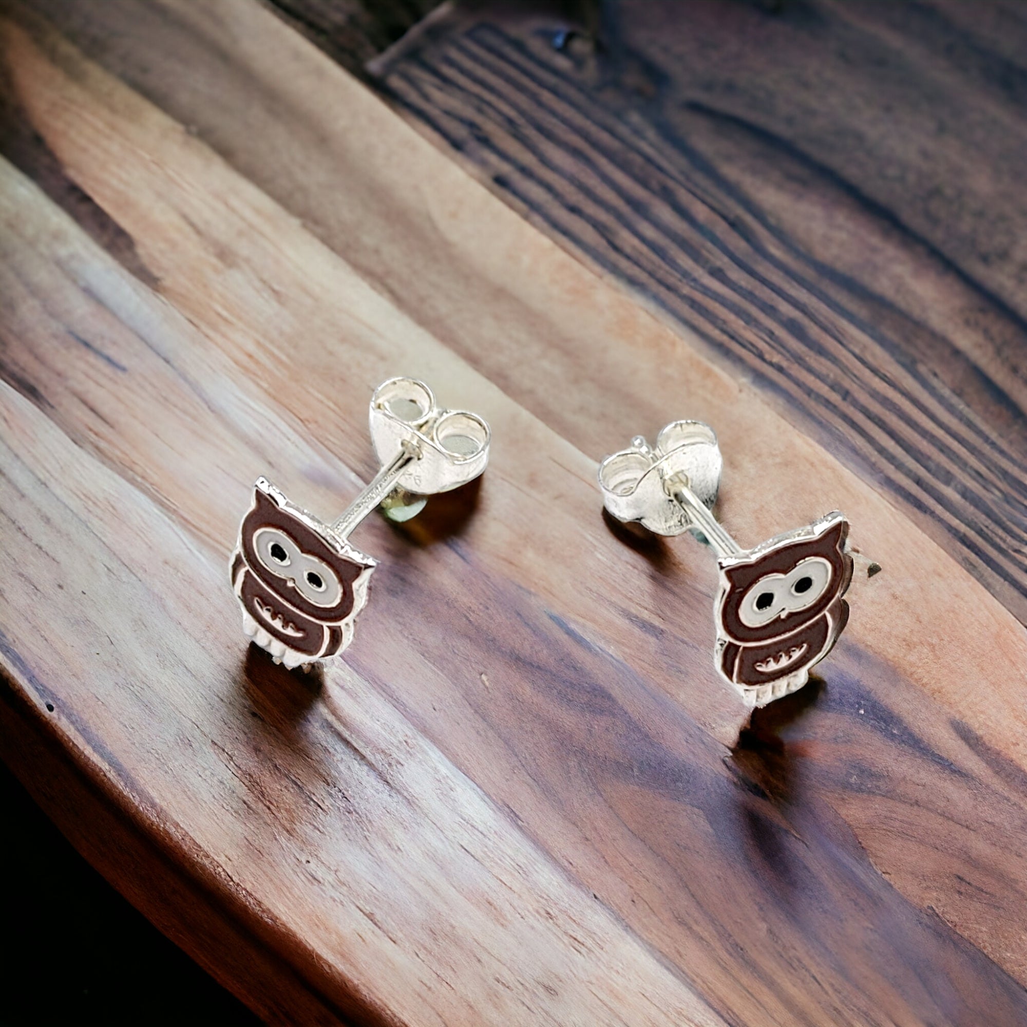 925 Sterling Silver Cute Owl Ear Studs Tiny Bird Earrings Handmade Gift For Girls- 9x6 mm