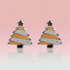 925 Sterling Silver Cute Tree Ear Studs Enamel Cartilage Ear Studs Earrings Handmade Gift - 8x6 mm