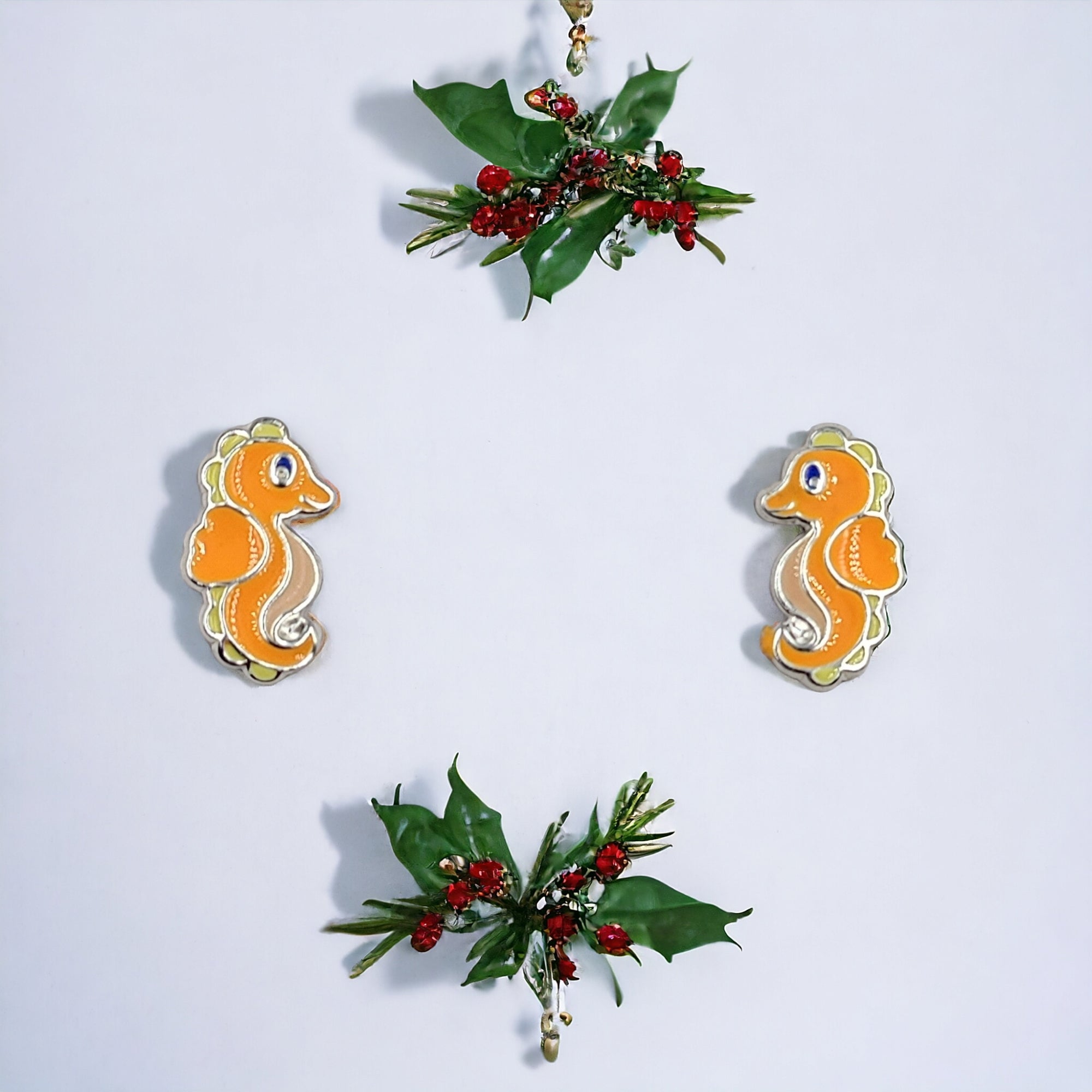 925 Sterling Silver Seahorse Ear Studs Tiny Ocean animal Earrings 11x6 mm