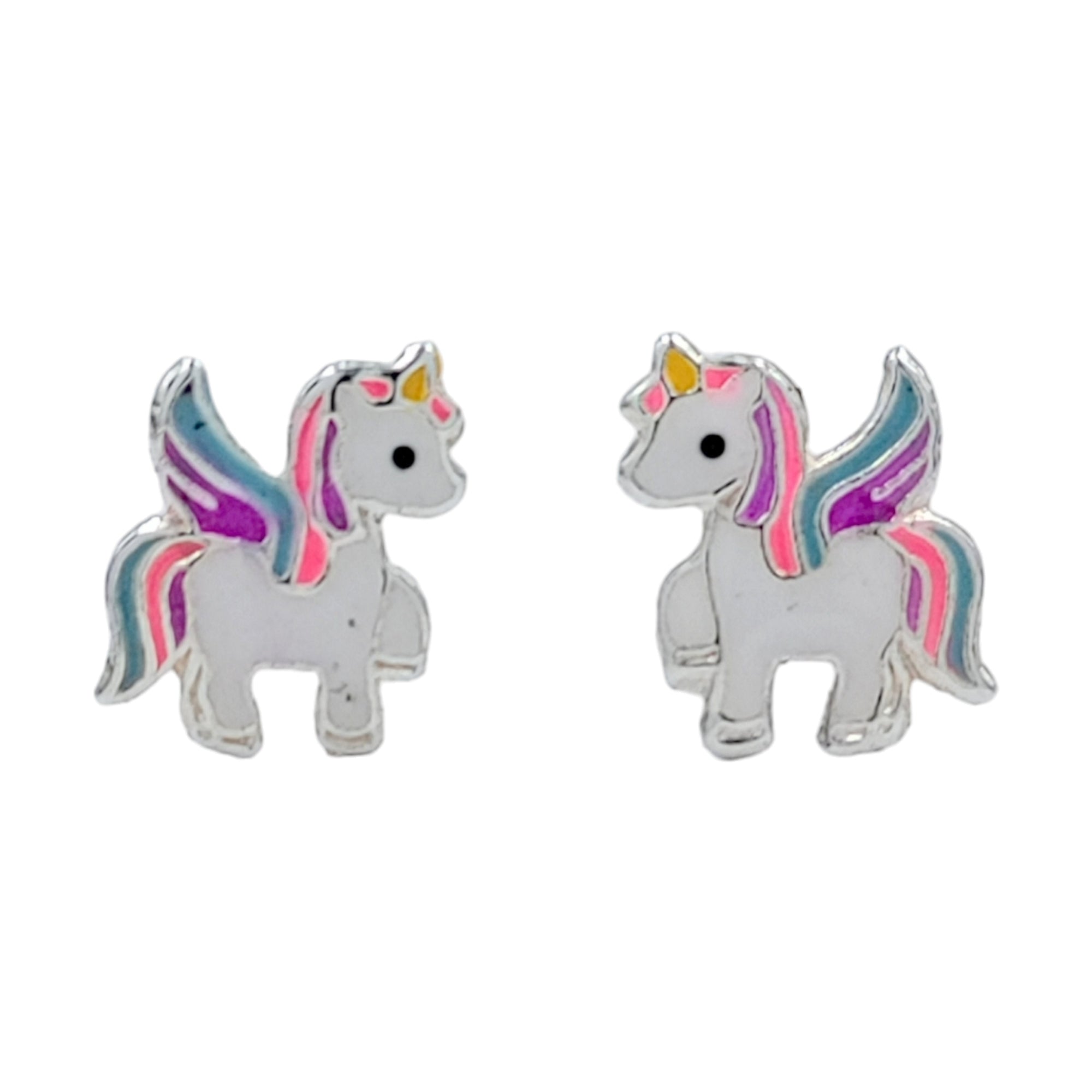 925 Sterling Silver Unicorn Studs Earrings Tiny Colorfull Animal Stud Earrings Minimalist Handmade Gift For Girls