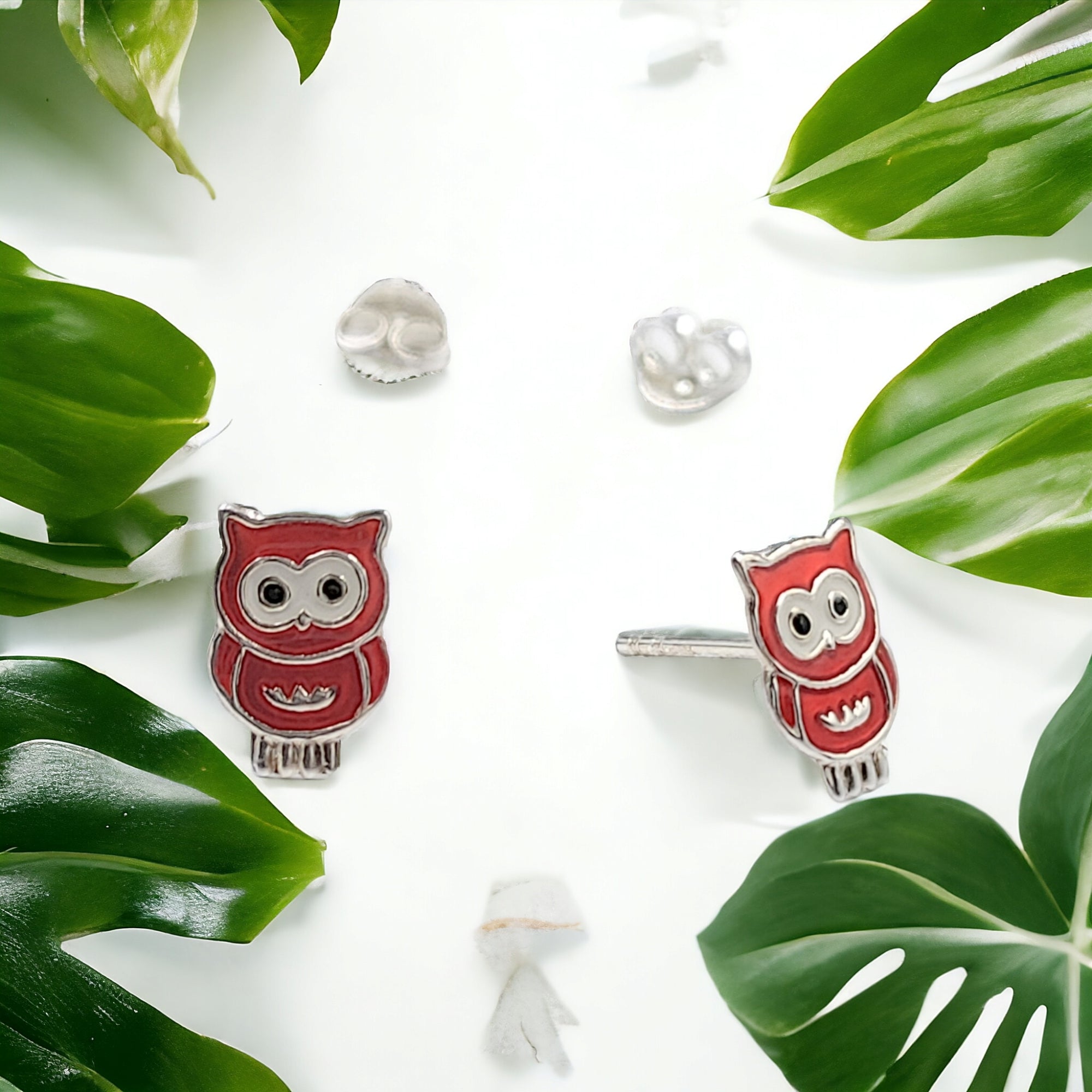 925 Sterling Silver Cute Owl Ear Studs Tiny Bird Earrings Handmade Gift For Girls- 9x6 mm