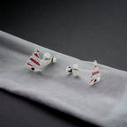 925 Sterling Silver Cute Tree Ear Studs Enamel Cartilage Ear Studs Earrings Handmade Gift - 8x6 mm