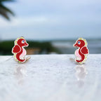 925 Sterling Silver Seahorse Ear Studs Tiny Ocean animal Earrings Minimalist Handmade Gift - 11x6 mm
