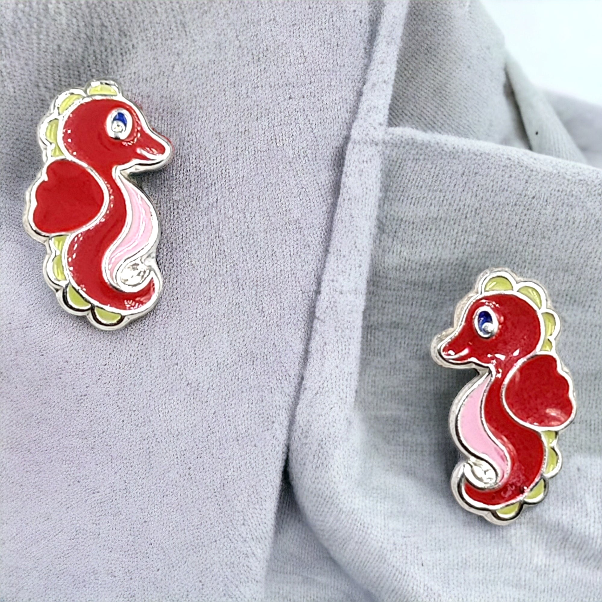 925 Sterling Silver Seahorse Ear Studs Tiny Ocean animal Earrings Minimalist Handmade Gift - 11x6 mm