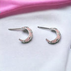 Quirky Enamel Hoops Petal CZ Chunky Bold Hoop Earrings Handmade Gift Gift For Women-13x4 mm