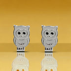 925 Sterling Silver Cute Owl Ear Studs Tiny Bird Earrings Handmade Gift For Girls- 9x6 mm