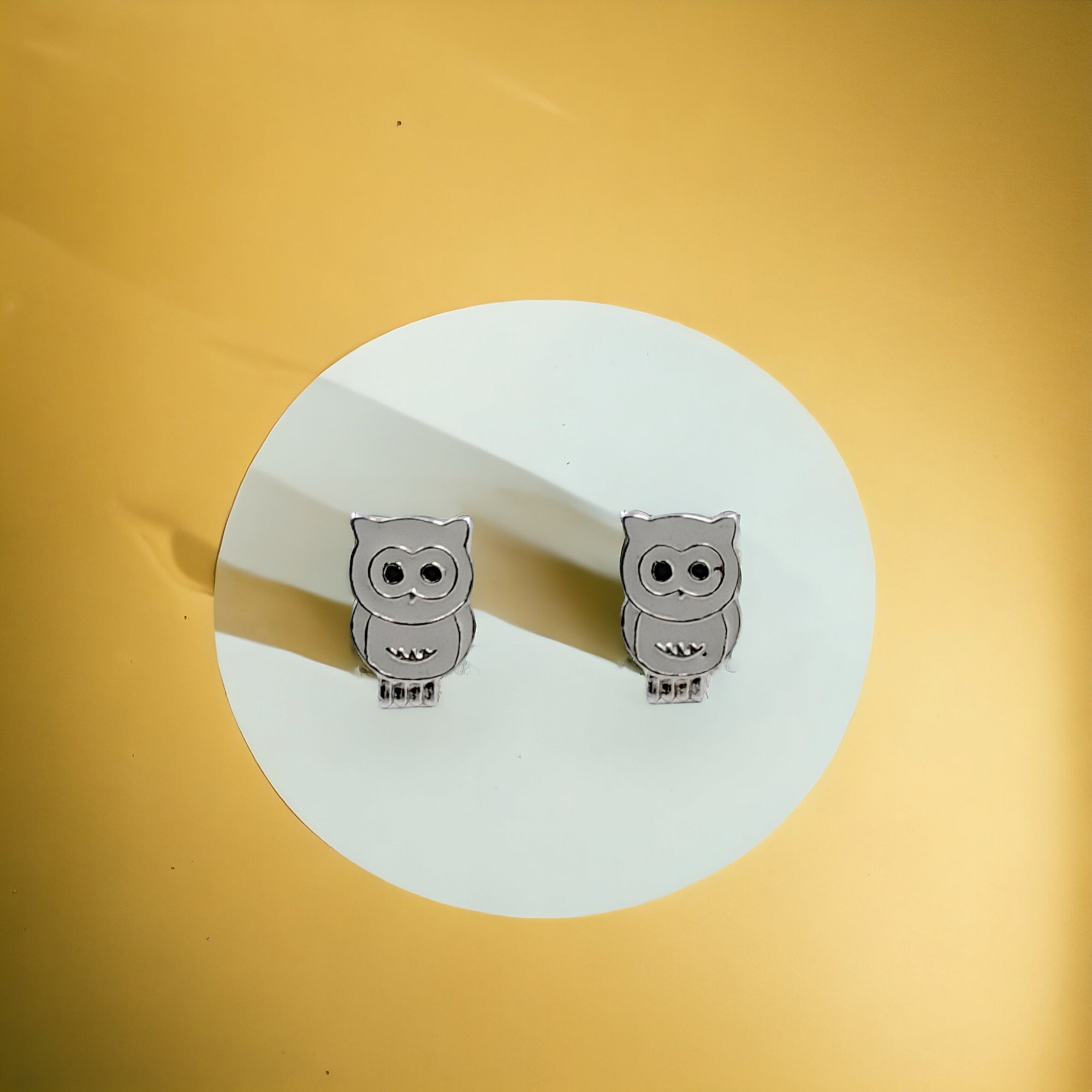 925 Sterling Silver Cute Owl Ear Studs Tiny Bird Earrings Handmade Gift For Girls- 9x6 mm