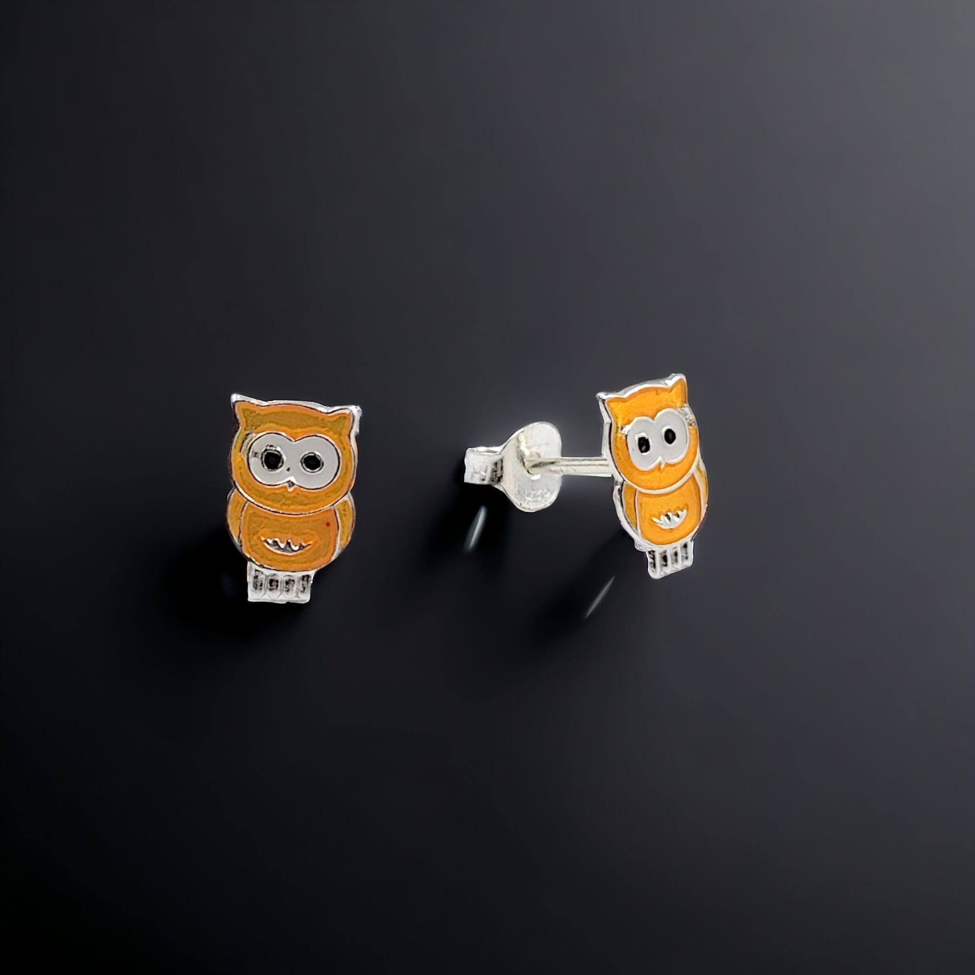 925 Sterling Silver Cute Owl Ear Studs Tiny Bird Earrings Handmade Gift For Girls- 9x6 mm