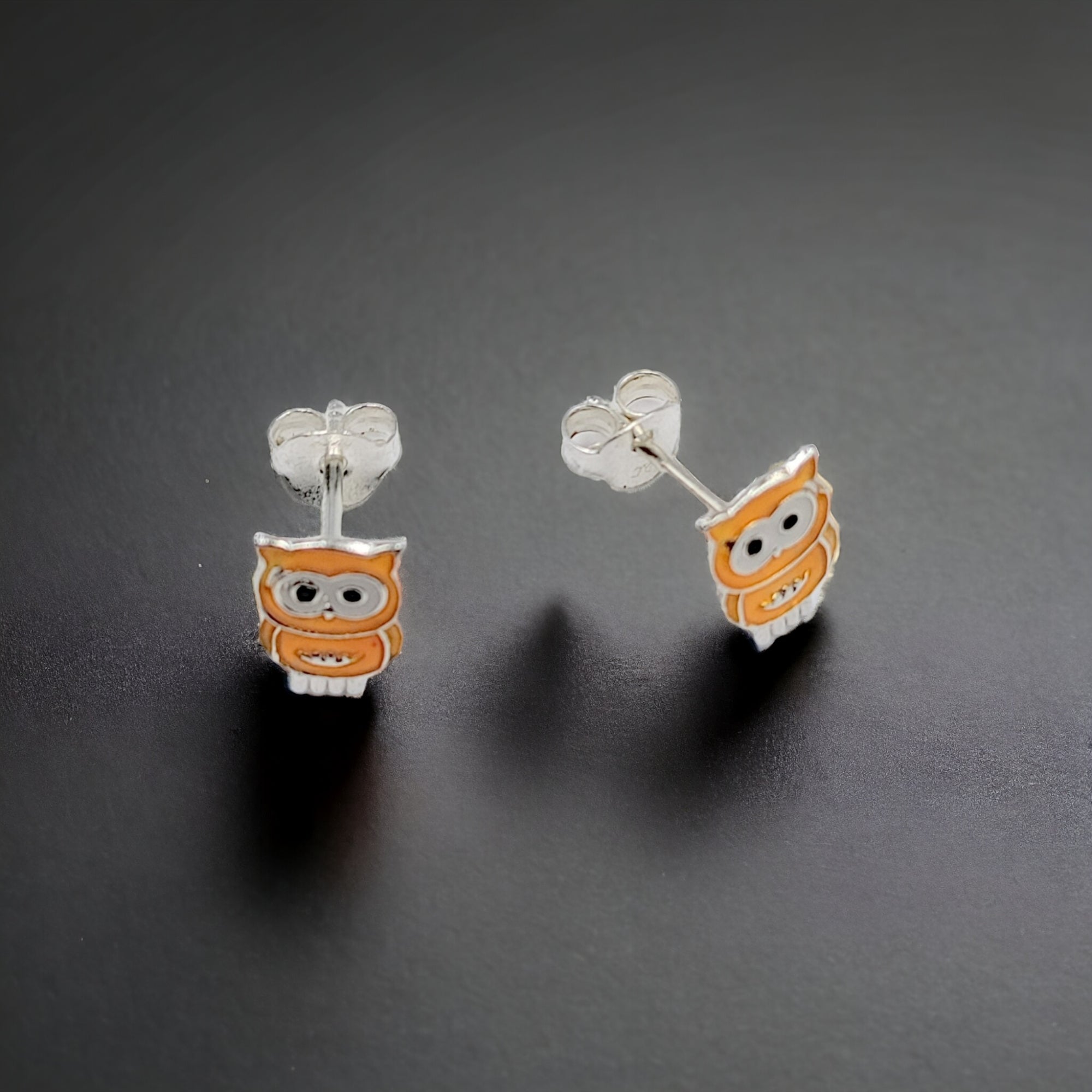 925 Sterling Silver Cute Owl Ear Studs Tiny Bird Earrings Handmade Gift For Girls- 9x6 mm