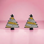 925 Sterling Silver Cute Tree Ear Studs Enamel Cartilage Ear Studs Earrings Handmade Gift - 8x6 mm