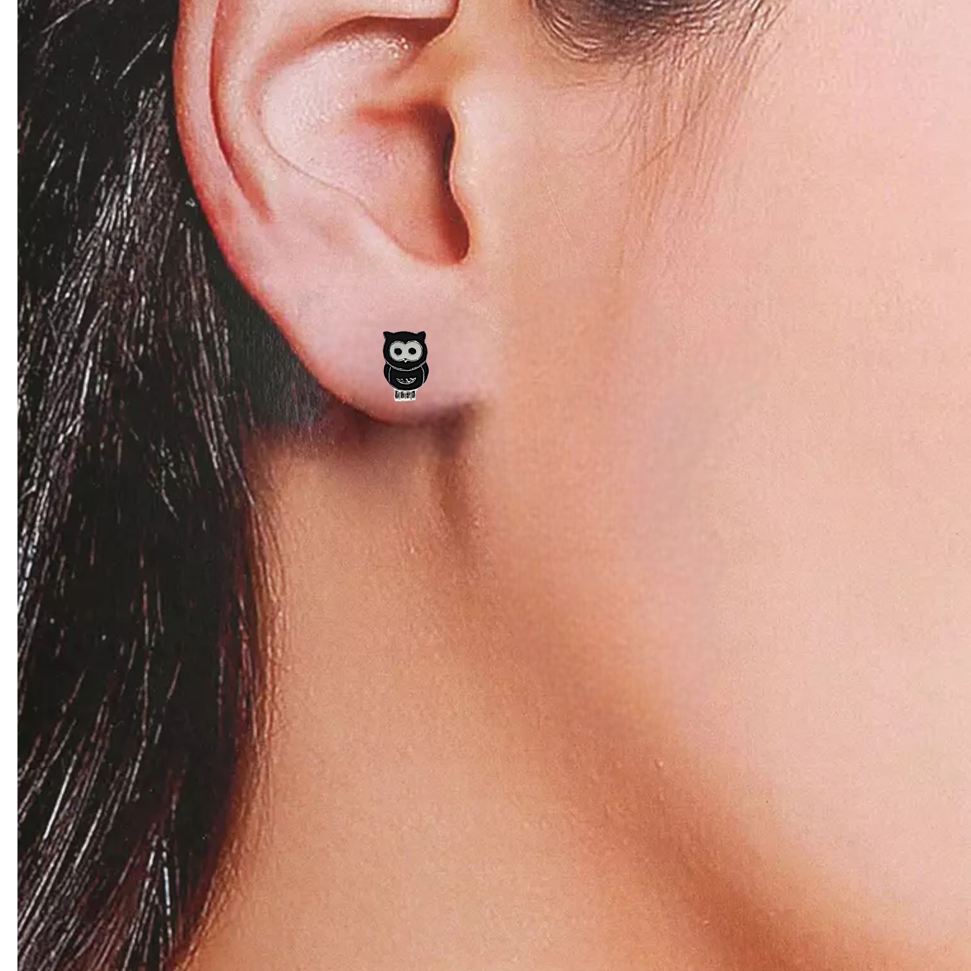 925 Sterling Silver Cute Owl Ear Studs Tiny Bird Earrings Handmade Gift For Girls- 9x6 mm