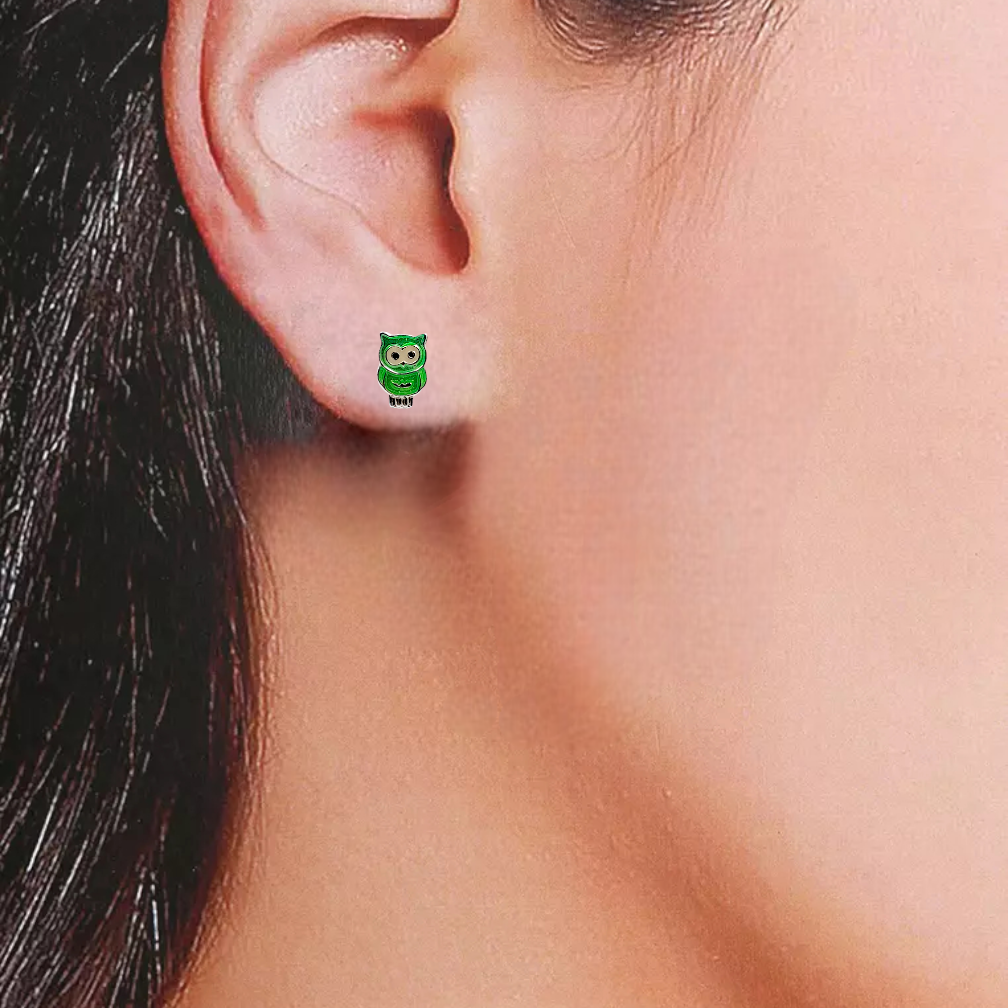 925 Sterling Silver Cute Owl Ear Studs Tiny Bird Earrings Handmade Gift For Girls- 9x6 mm