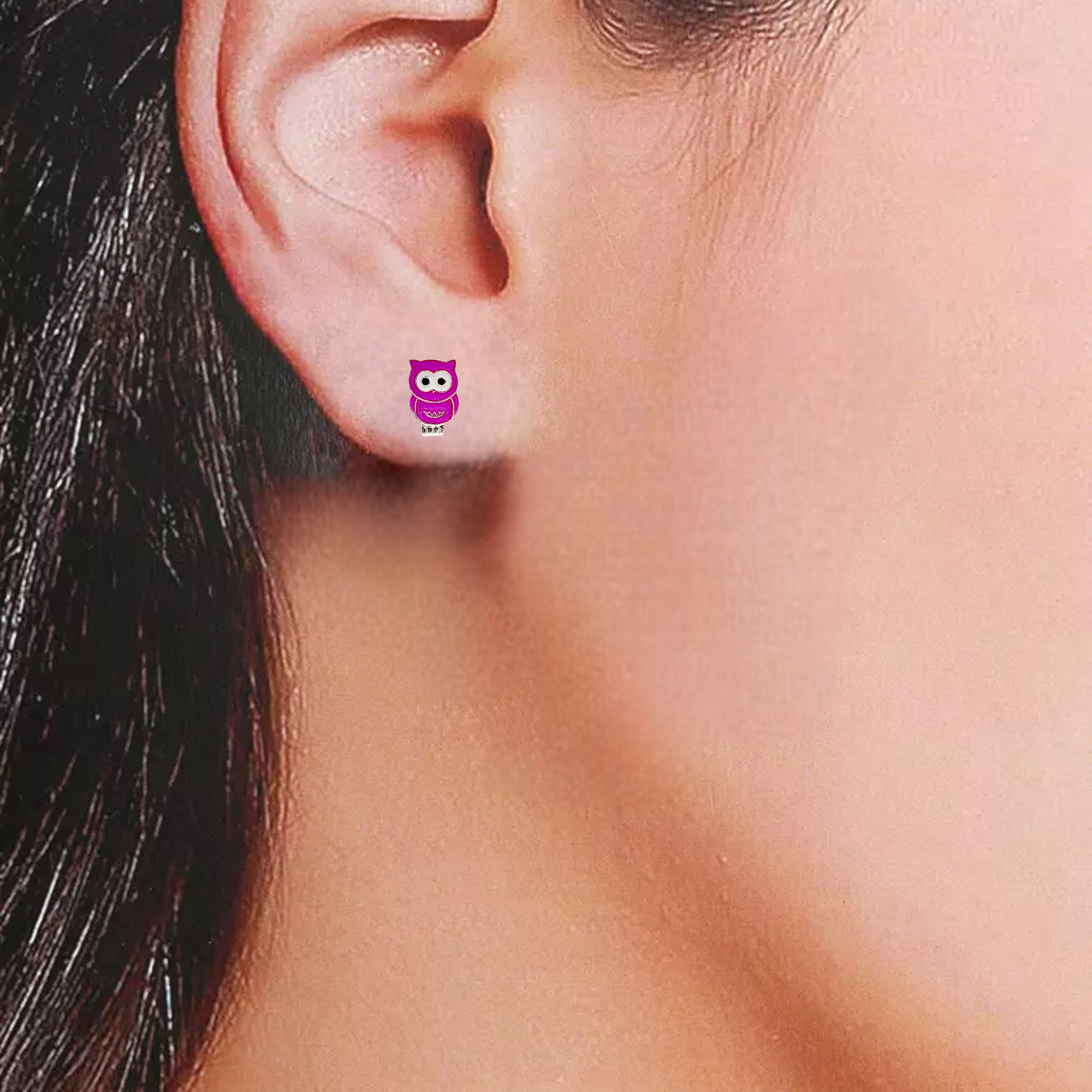 925 Sterling Silver Cute Owl Ear Studs Tiny Bird Earrings Handmade Gift For Girls- 9x6 mm