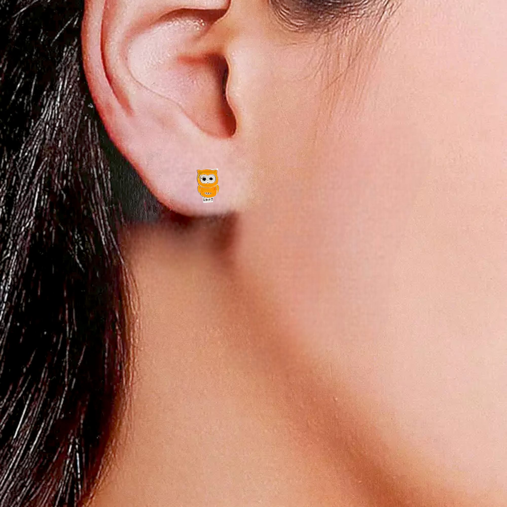 925 Sterling Silver Cute Owl Ear Studs Tiny Bird Earrings Handmade Gift For Girls- 9x6 mm