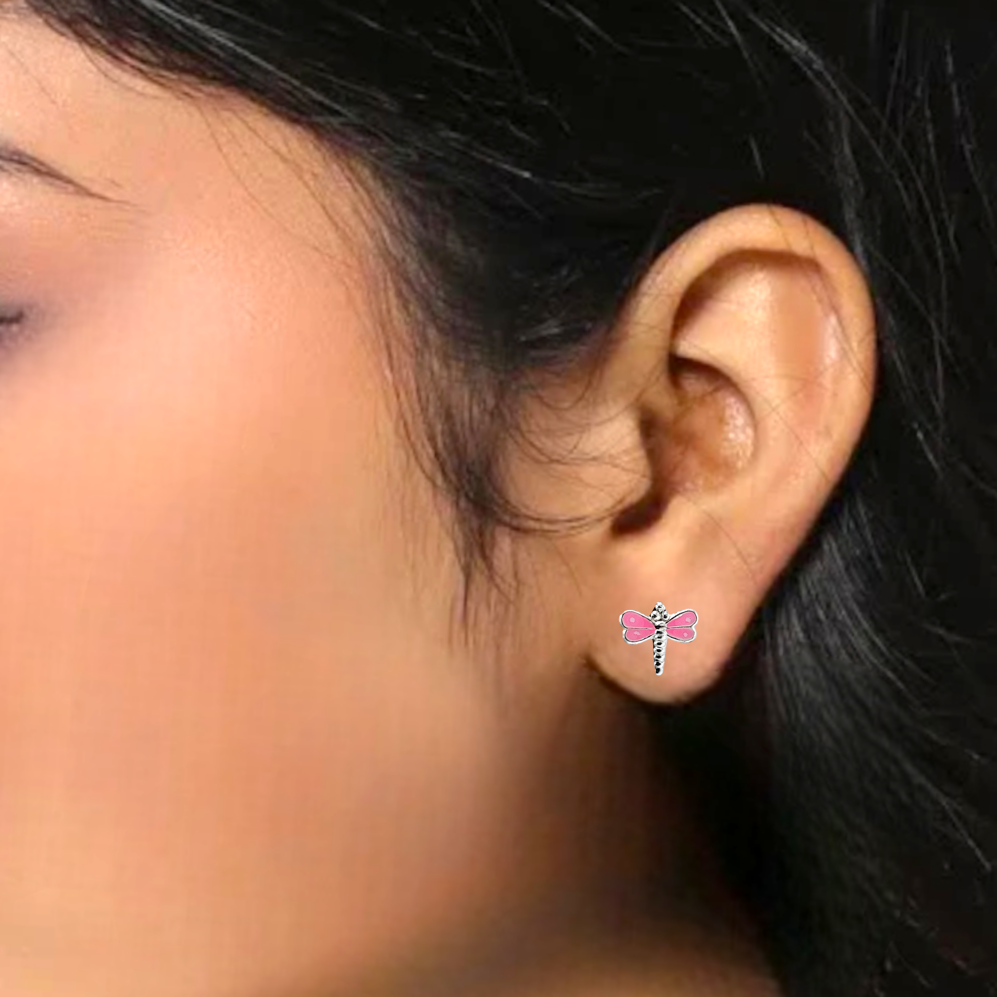 925 Sterling Silver Cute Bees Ear Studs Tiny Insects Earrings Enamel Cartilage Ear Studs Girls Earrings Minimalist Handmade Gift - 8x10 mm