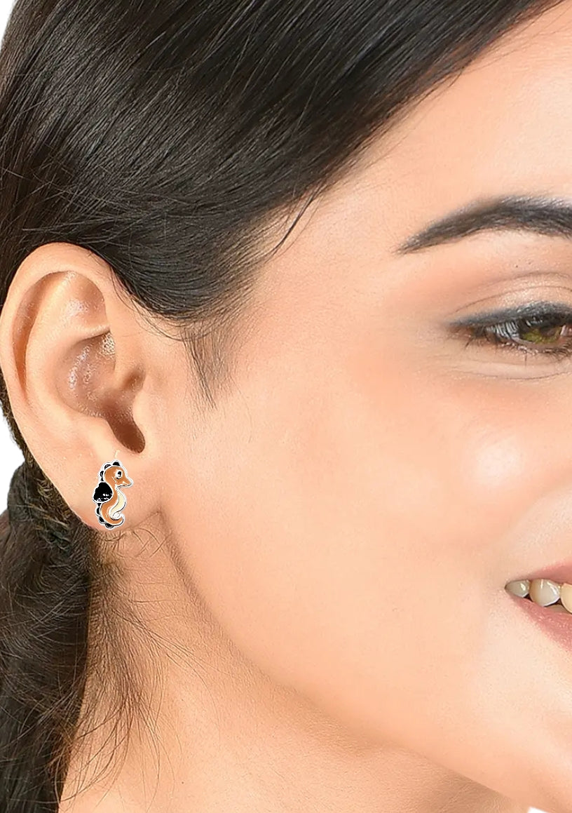 925 Sterling Silver Seahorse Ear Studs Tiny Ocean animal Earrings Minimalist Handmade Gift - 11x6 mm