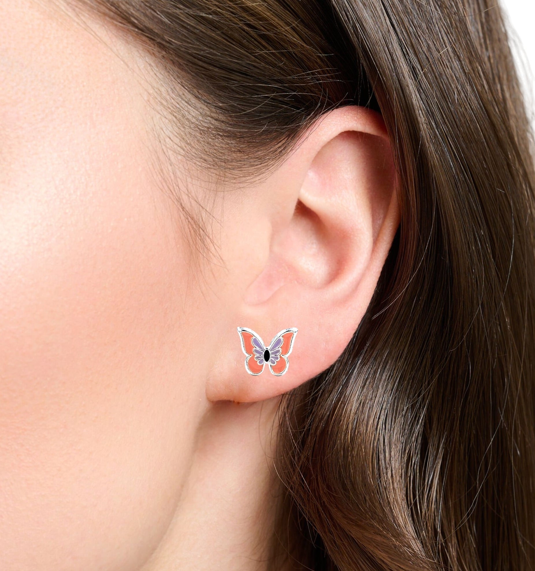 925 Sterling Silver Cute Butterfly Ear Studs Tiny Enamel Ear Studs Earring Minimalist Handmade Gift for Women