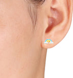 925 Sterling Silver Cute Rainbow Ear Studs Tiny Earrings Enamel Cartilage Ear Studs Girls Earrings Minimalist Handmade Gift - 5x11 mm