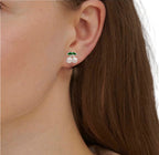 925 Sterling Silver Cute Cherry Ear Studs Tiny Earrings Fruit Enamel Ear Studs Earrings Handmade Gift For Women