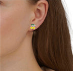 925 Sterling Silver Cute Cherry Ear Studs Tiny Earrings Fruit Enamel Ear Studs Earrings Handmade Gift For Women