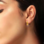 Quirky Enamel Hoops Petal CZ Chunky Bold Hoop Earrings Handmade Gift Gift For Women-13x4 mm