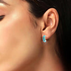 Quirky Enamel Hoops Petal CZ Chunky Bold Hoop Earrings Handmade Gift Gift For Women-13x4 mm