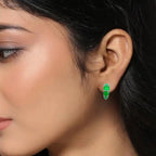 Pretty Enamel Hoops Strips CZ Chunky Bold Hoop Everyday Wear Earring Minimalist Handmade Gift For Women 13x4 mm