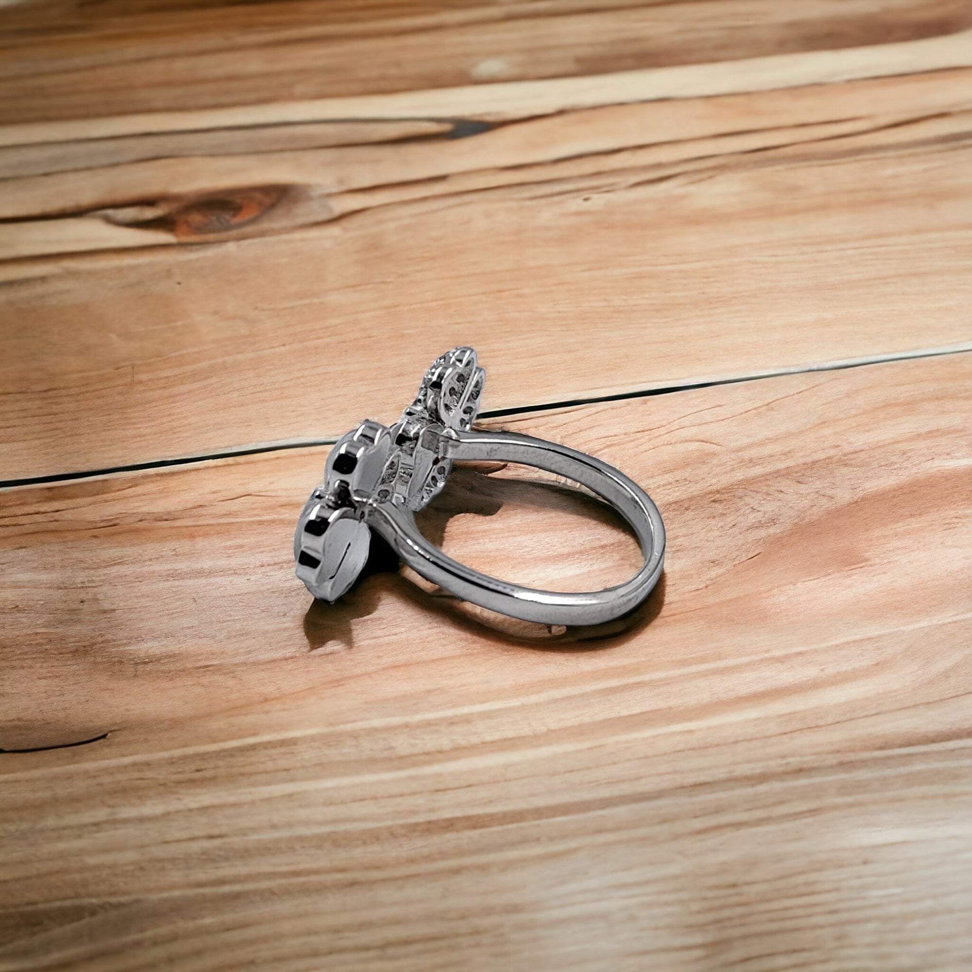 Cubic Zironia Floral Ring Open Ended Ring CZ Stylish Ring For Women(Size Adjustable)