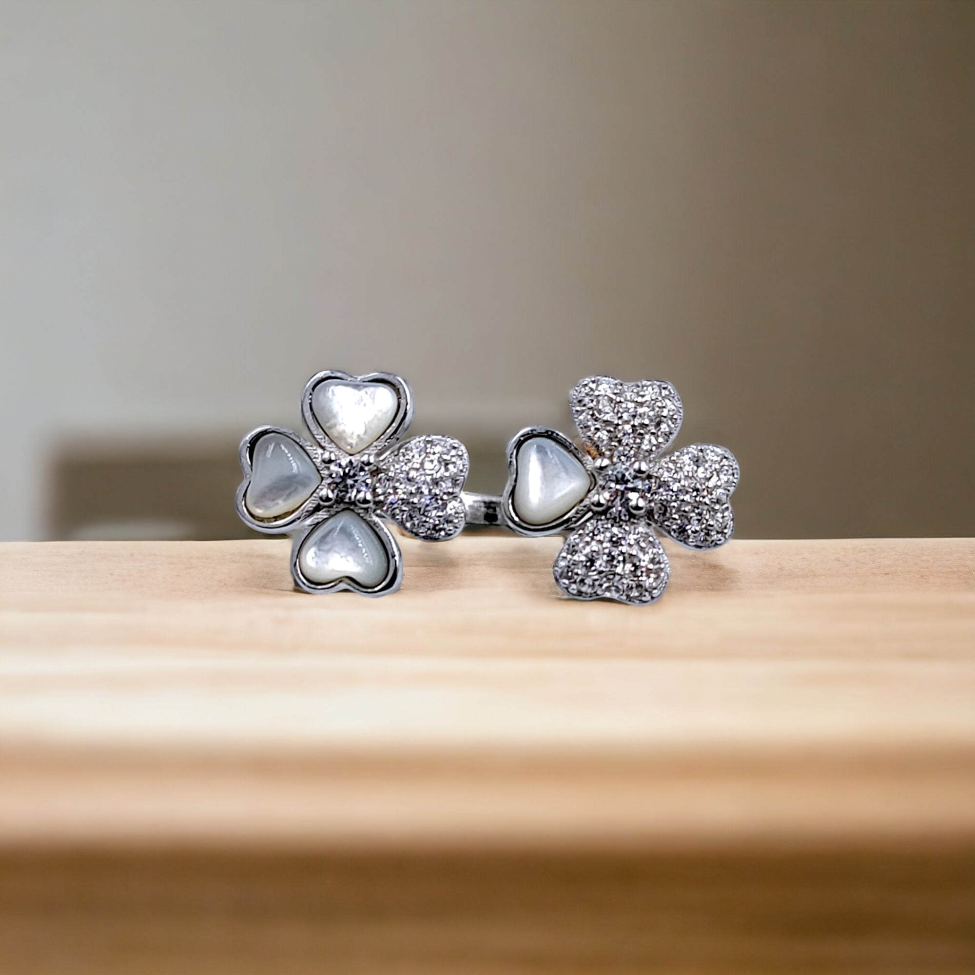 Cubic Zironia Floral Ring Open Ended Ring CZ Stylish Ring For Women(Size Adjustable)