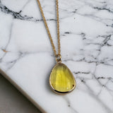 Yellow Stone Gold Plated Charm Necklace