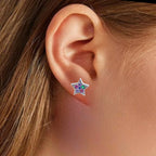 Star of David Studs Earrings Stylish Stud Earring Silver Star Shaped Stud with Colorful CZ
