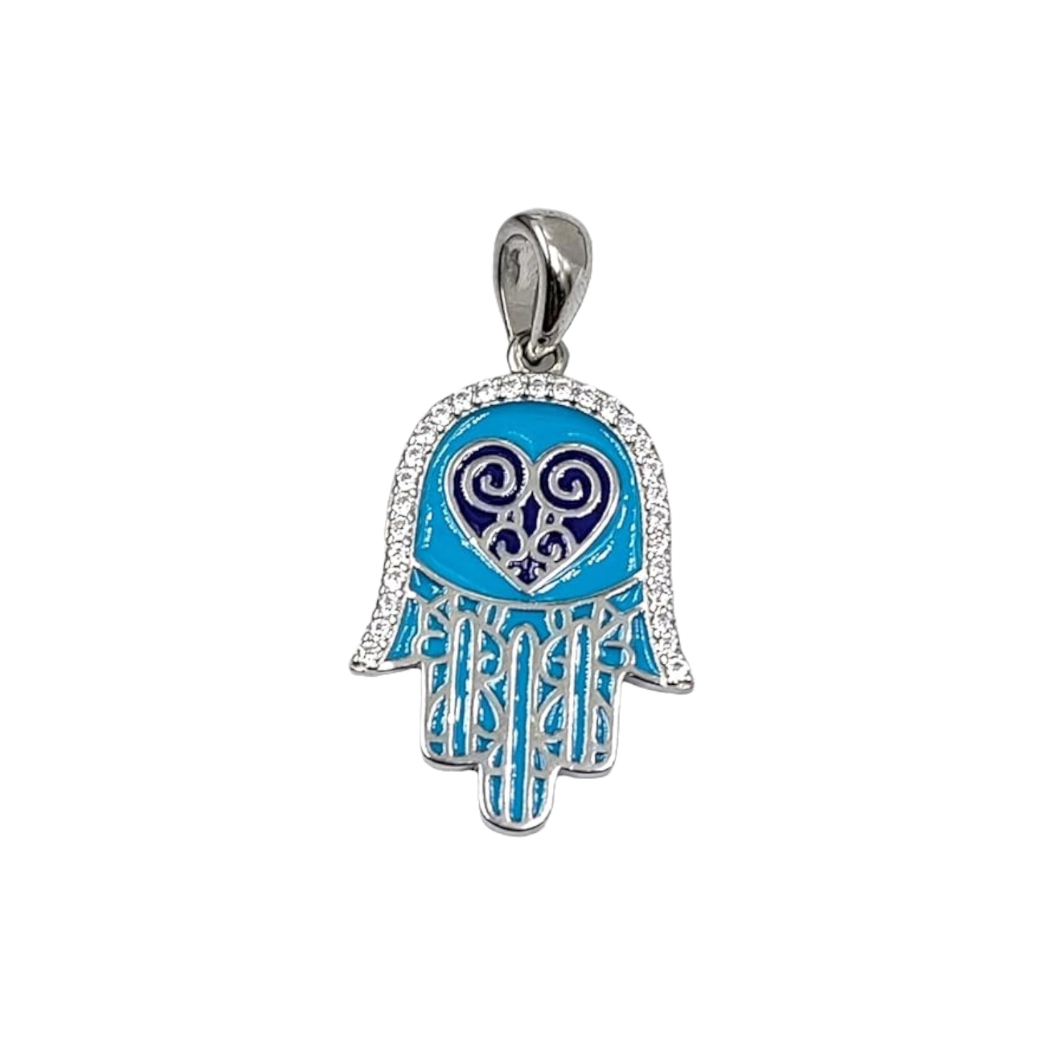 Hamsa Hand sign Pendant 925 Sterling Silver Pendant Heart Shape Pendant Handmade Jewelery