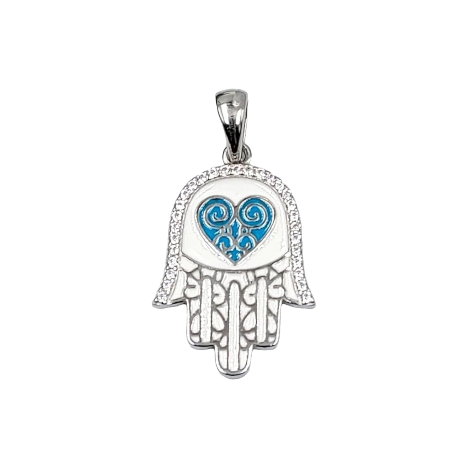 Hamsa Hand sign Pendant 925 Sterling Silver Pendant Heart Shape Pendant Handmade Jewellery