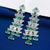 Green Chandelier 925 Sterling Silver Cubic Zirconia Green Embellished Dangler Drop Pattern Earrings Minimalist Handmade Gift