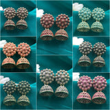 Antique Beads Flower Design With Jhumki Earrings Combo Set Of 8 Pair
