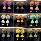 Floral Design Jhumka Earrings Combo Set Of 9 Pairs
