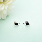 925 Sterling Silver Turtle Stud Earrings Black Enamel Animal