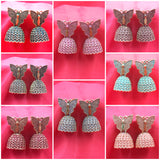 Rajwadi Style Solid Butterfly Design & Round Jhumka Earrings Combo Set Of 8 Pair-Any 8 Color