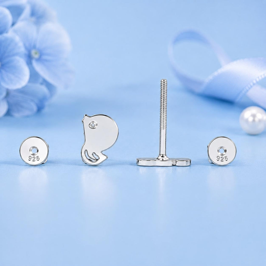 AMONROO® 925 Silver Jewellery for Women - 925 Sterling Silver Chick Bird Stud Earrings, Dainty Animal Jewellery, Gift for Women | 925 Stamp, Warranty & Authenticity Certificate