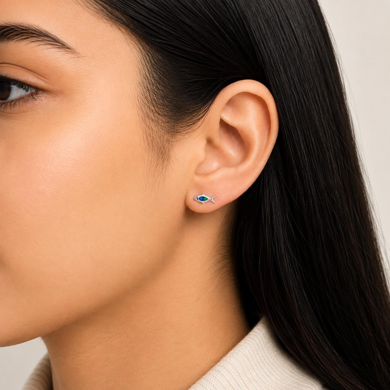 AMONROO® 925 Silver Jewellery for Women - 925 Sterling Silver Blue Green Fish Enamel Stud Earrings, Ocean Animal Jewellery Gift | 925 Stamp, Warranty & Authenticity Certificate