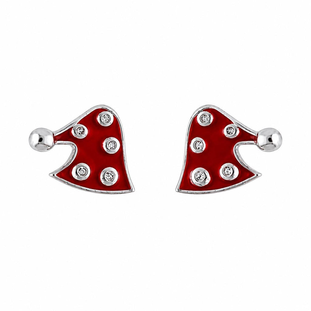 AMONROO® 925 Silver Jewellery for Women - 925 Sterling Silver Santa Hat Enamel Stud Earrings, Red Christmas Earrings, Festive Gift | 925 Stamp, Warranty & Authenticity Certificate